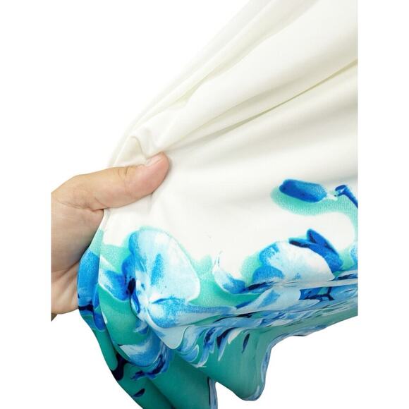 Julia Jordan White Green Blue Floral High Neck Maxi Dress Womens 12 New READ - Picture 9 of 10